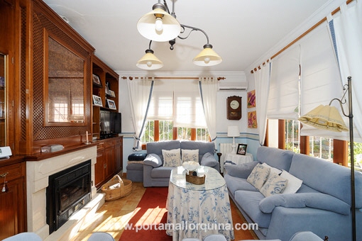 Living room with fireplace
