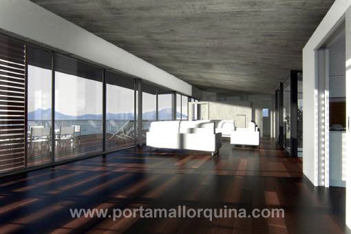 Ventanas panorámicas en el salón comedor