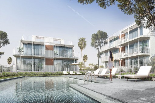 Moderno apartamento en la planta baja de complejo nuevo con piscina comunitaria cerca de la playa en Cala d'Or