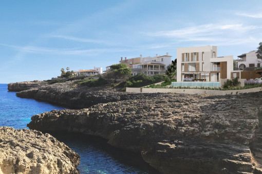 Solar en primera línea de mar, cerca de la playa, con proyecto de construcción aprobado en Portocolom