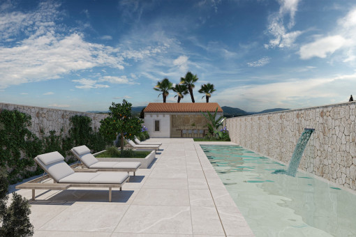 Patio con piscina