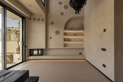 Zona de estar con chimenea 