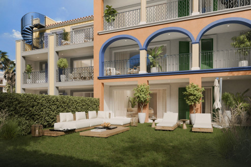 Cada apartamento de la planta baja incluye un jardín privado