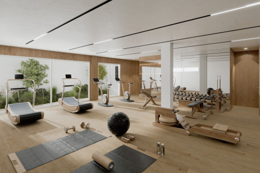 Sala de fitness con sauna