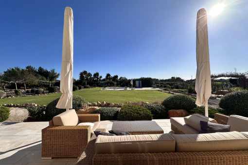 Piscina y jardín y elegante área exterior