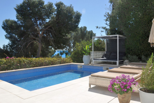 Piscina privada con terraza soleada