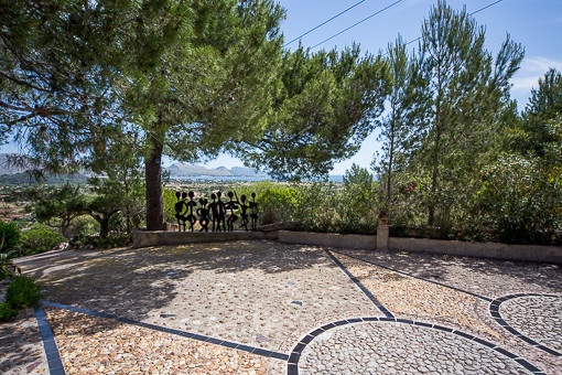 Terraza está rodeada con pinos