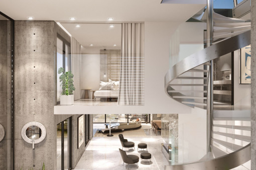 Salón abierto del ático duplex