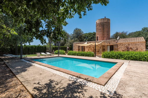 Área de piscina bien cuidada