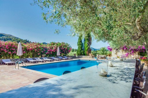 Comedor al lado de la piscina