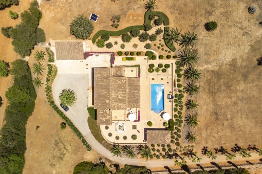 La finca a vista de pájaro