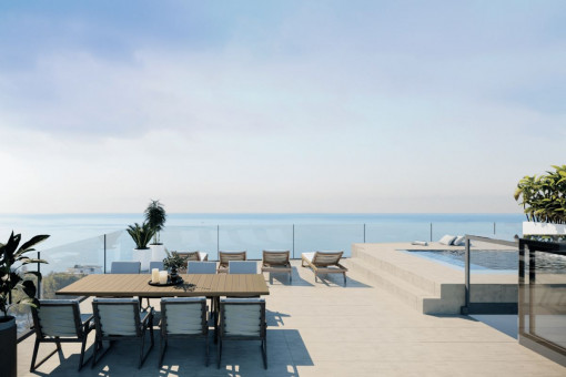 Espectacular ático dúplex con una terraza gigante, vistas al mar y piscina propia en Cala Major