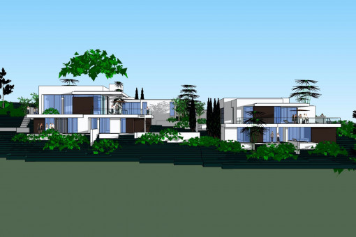 Vista frontal de la villa