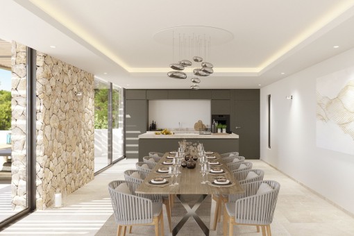 Comedor y cocina elegante