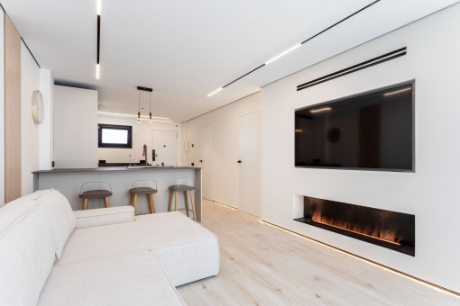 Salon con chimenea