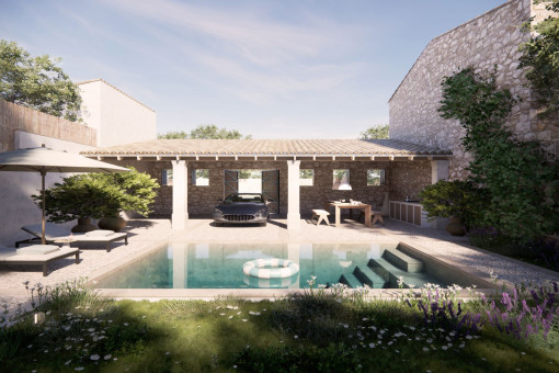 Jardin y piscina