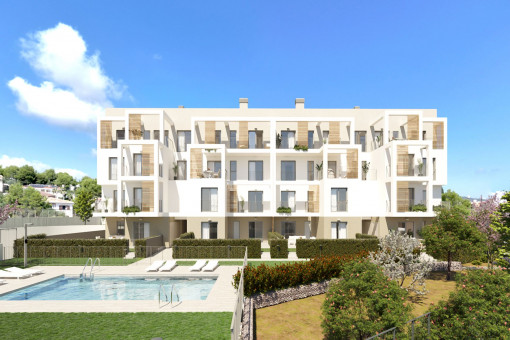 Piso con terraza y piscina comunitaria, a poca distancia de la playa en Palmanova