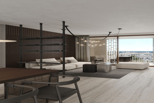 Salón con vista al puerto