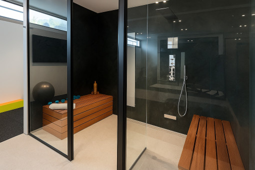 Sauna integrada en el gimnasio