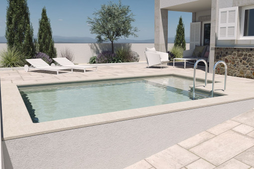 Imagen renderizada de la piscina proyectada – su futuro espacio de relax