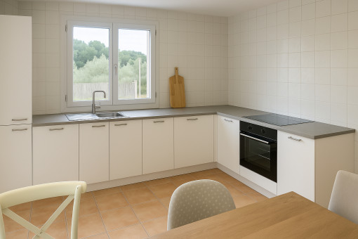 Cocina moderna y luminosa con vistas al jardín