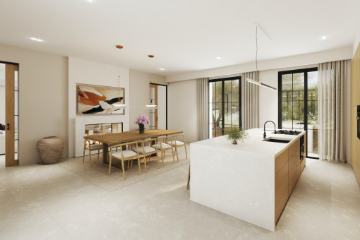 Cocina con comedor integrado