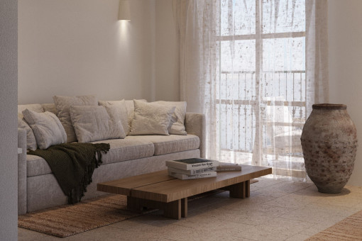 Zona de estar luminosa con acceso al balcón – confort relajado con alto nivel de calidad