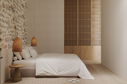 Habitación de invitados luminosa con estética minimalista
