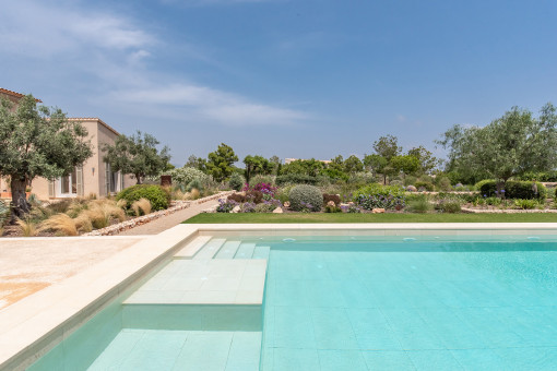 Piscina integrada en el paisaje mediterráneo