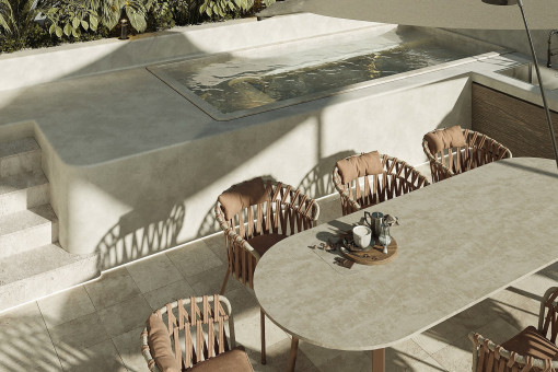 Zona de comedor en la terraza de la azotea