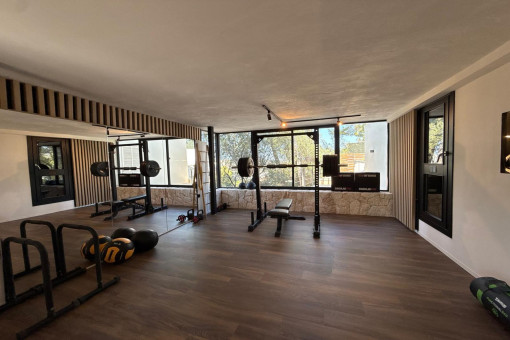 Gimnasio exclusivo perfectamente equipado para un estilo de vida activo en casa