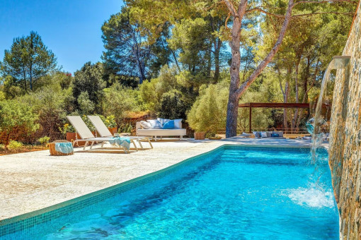 Piscina privada con cascada