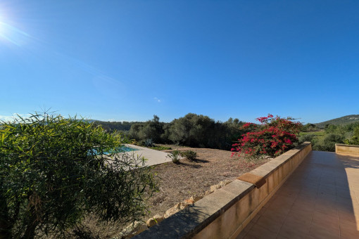Terraza con vistas a la piscina