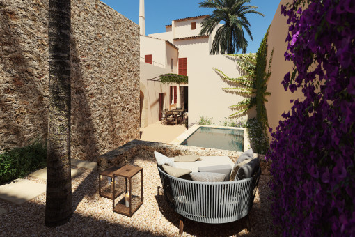 Patio con plantas mediterraneas