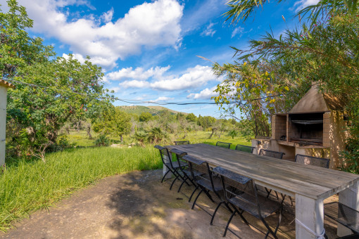 Zona de barbacoa en el jardín