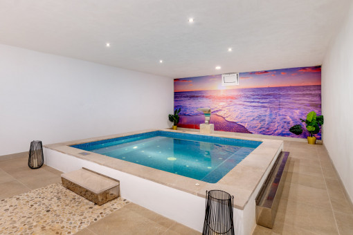 Zona de spa en el sótano