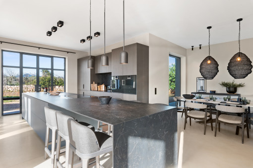 Cocina con comedor en isla