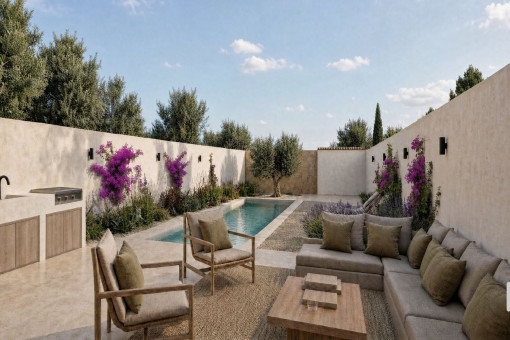Terraza con cocina exterior