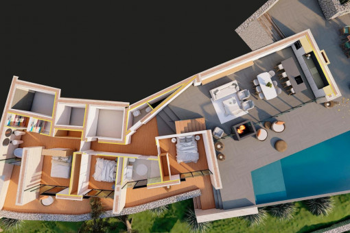 Plano 3D planta baja y exterior