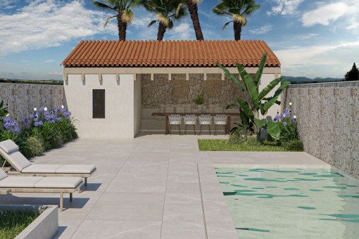 Piscina con zona comedor