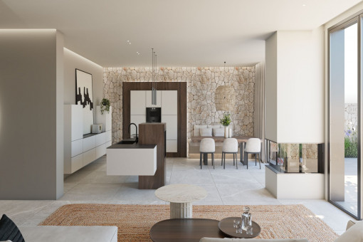 Cocina abierta con comedor