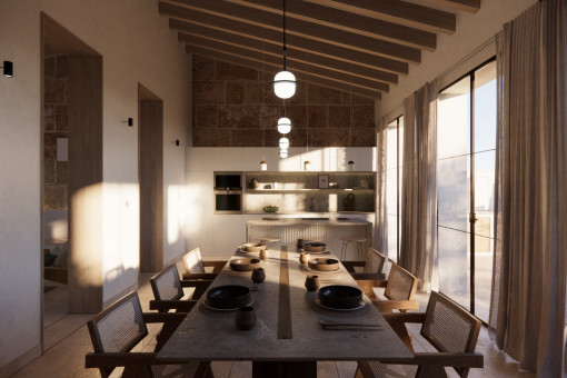 Comedor con cocina abierta