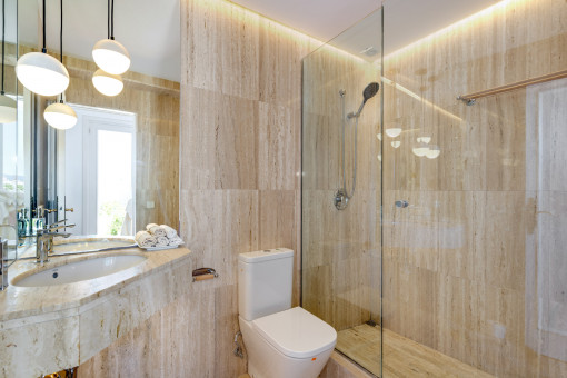 Baño con ducha y piedra natural