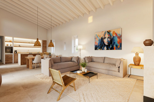Luminoso salón con ambiente mediterráneo