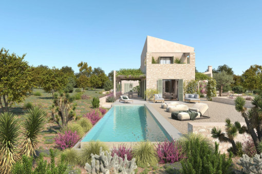 Area de piscina con terraza grande