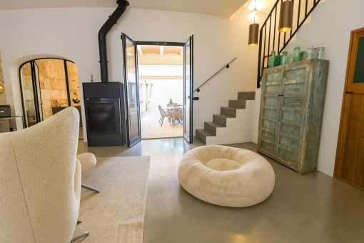 Modern living room with outdoor access