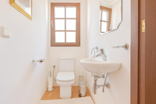 Pequeño cuarto de baño para invitados luminoso