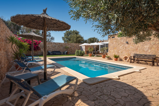 Jardín y piscina