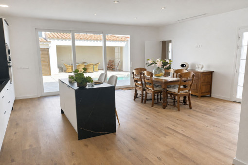 Open design kitchen and dining area