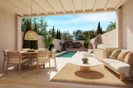 Encantador patio con piscina privada